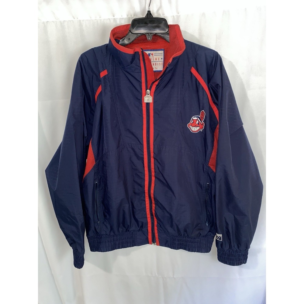 Vintage Cleveland Indians Chief Wahoo Logo 7 Windbreaker Jacket Mens Medium